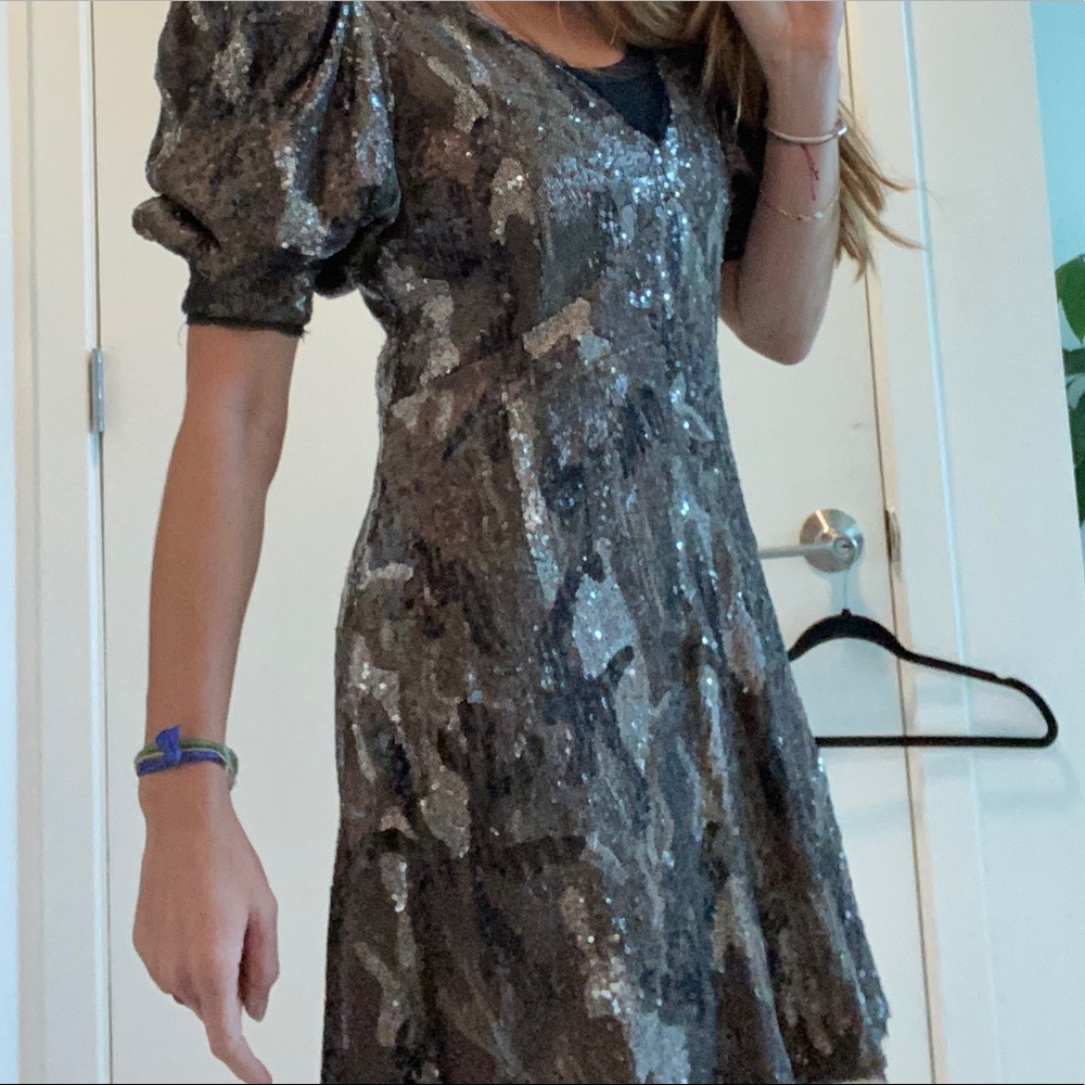 Zadig & Voltaire sequined camo puff sleeve dress